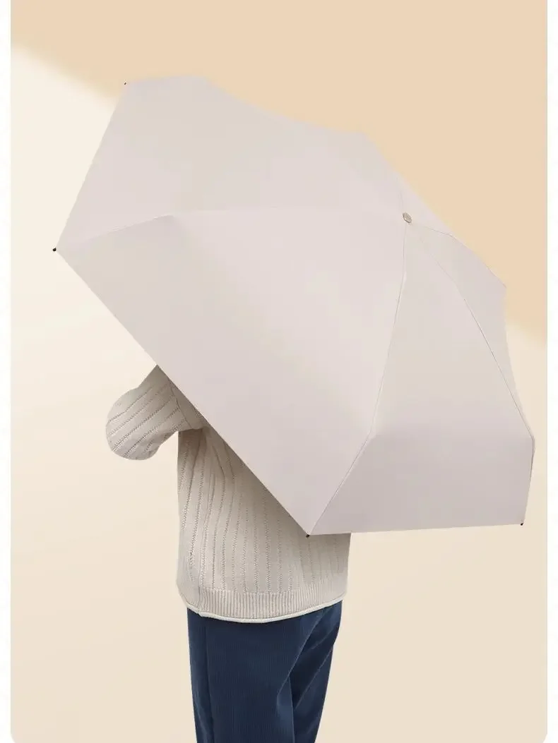 Ein einfarbiger Regenschirm mit Kapselbox und einem faltbaren Regenschirm für einfaches Reisen. Der Regenschirm ist sowohl für sonnige als auch für regnerische Tage geeignet. – Detail 6