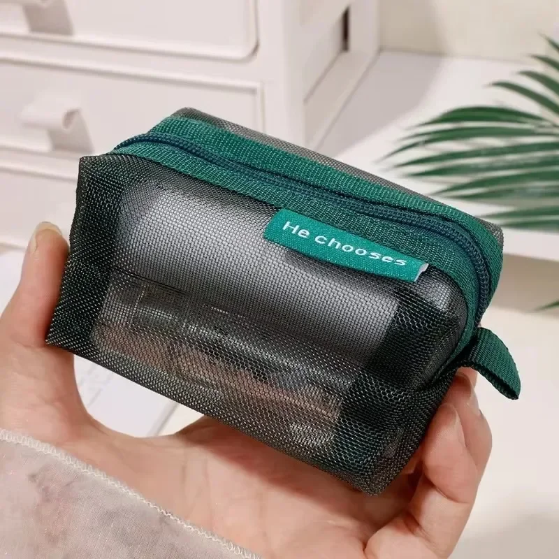 1/10Pcs Transparent Mesh Coin Purse Mini Zipper Bag Earphone Data Cable Storage Bag Travel Organizer ID Credit Card Holder Pouch 3