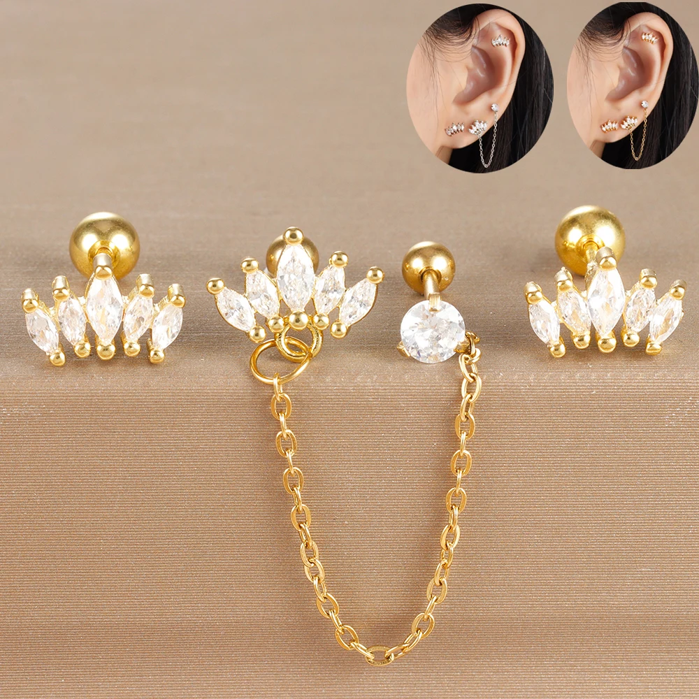 3 pièces en acier inoxydable couronne Double trou 