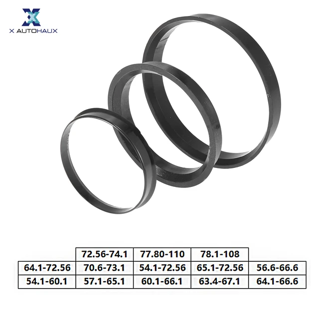 Uxcell-Anneaux centraux de moyeu de voiture, entretoise centrale d'alésage  de roue, alliage d'aluminium, OD 56.1mm 57.1mm 63.4mm à ID 54.1mm 56.1mm  64.1mm, 4 pièces