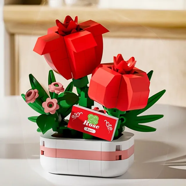 Bouquet Flower Adult Construction Christmas Tree Building Blocks for Children 7 to 10 Years Old Mini Assembled Bricks Girl Gifts 4