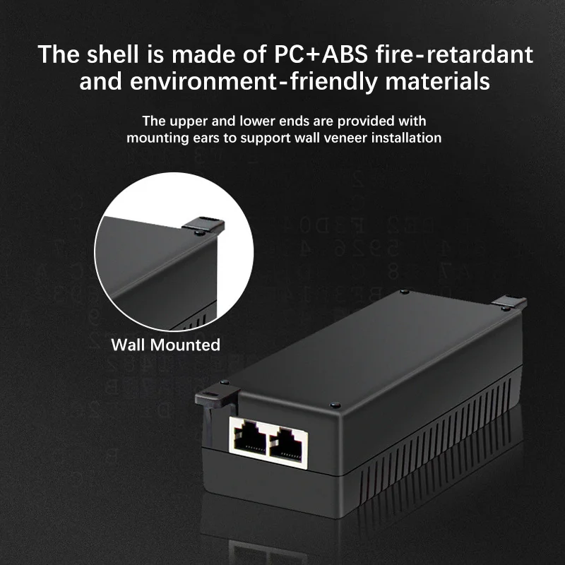 기가비트 POE 이더넷 인젝터, AC 110V-240V, 10 100 1000Mbps, 표준 30W, 52V, 0.58A