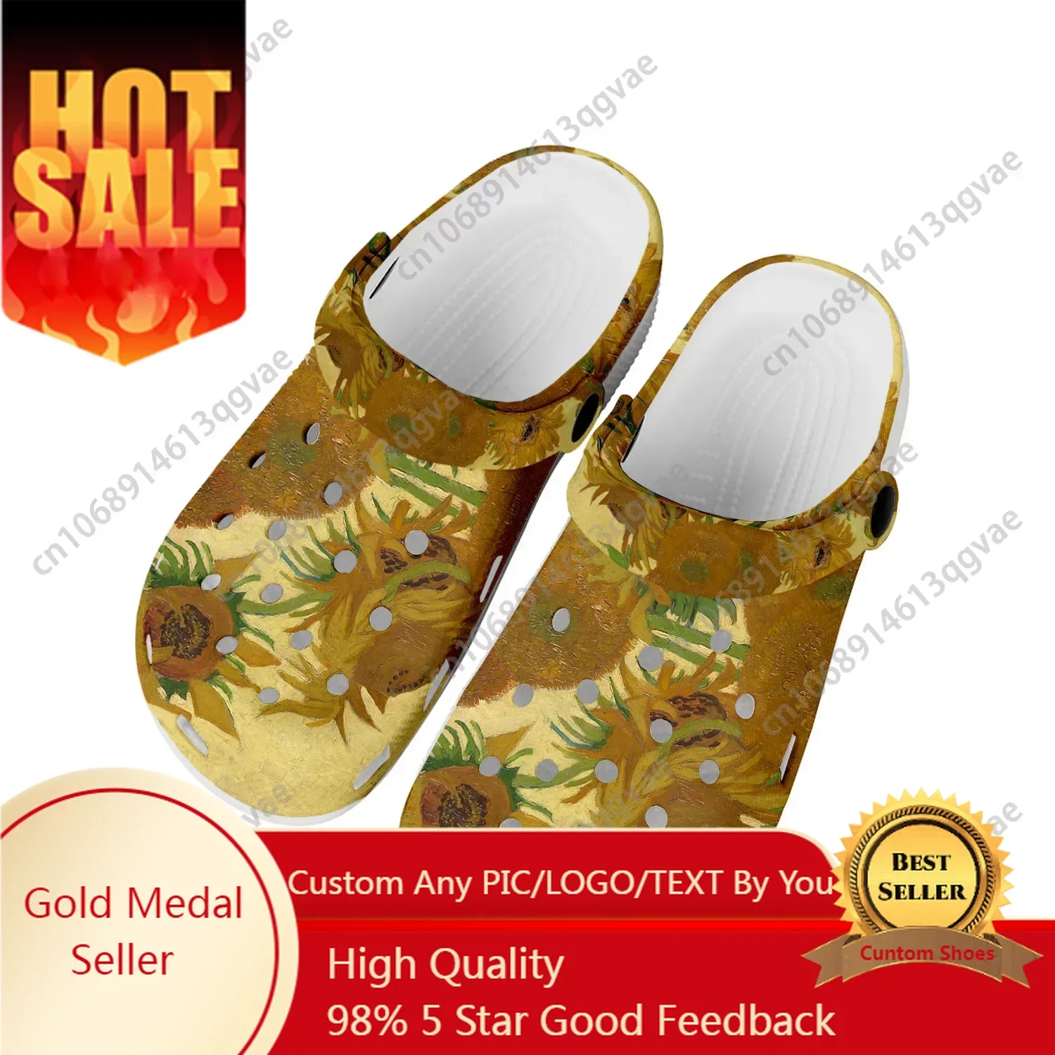 

Van Gogh Oil Painting Sunflower Home Clogs Custom Water Shoes Mens Womens Teenager Shoe Garden Breathable Beach Hole Slippers