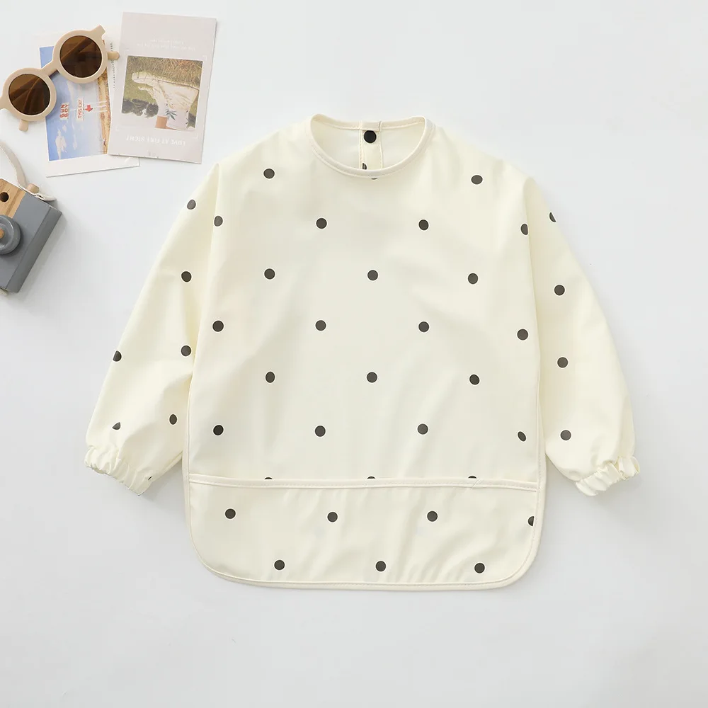 Erduo Waterproof Long Sleeve Baby Bib with Soft Cloth Fabric