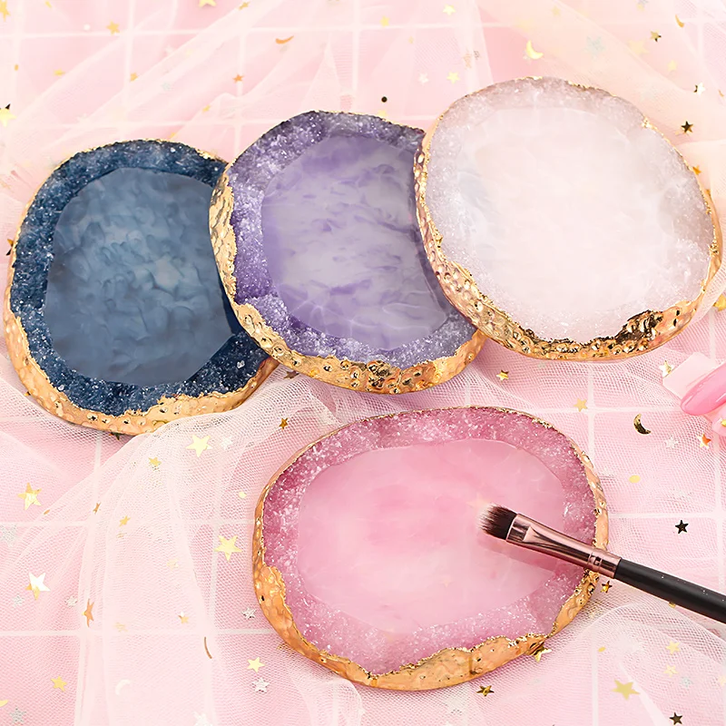 Round Resin Agate Stone Nail Color Palette Gel Polish Display Pallet Mixing Paint Plate For Nails Art Display Showing Shelf 2