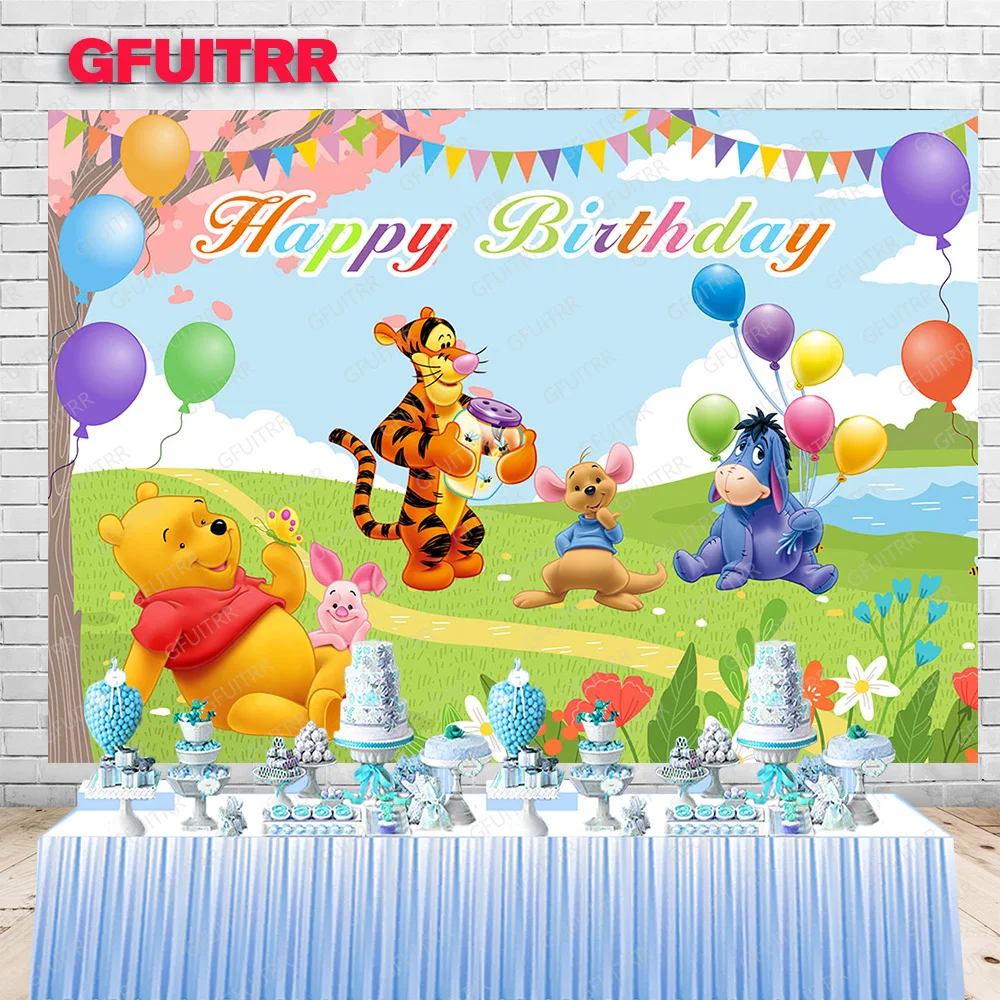 Disney Winnie The Pooh Party Backdrops Kids Birthday Party Decoration