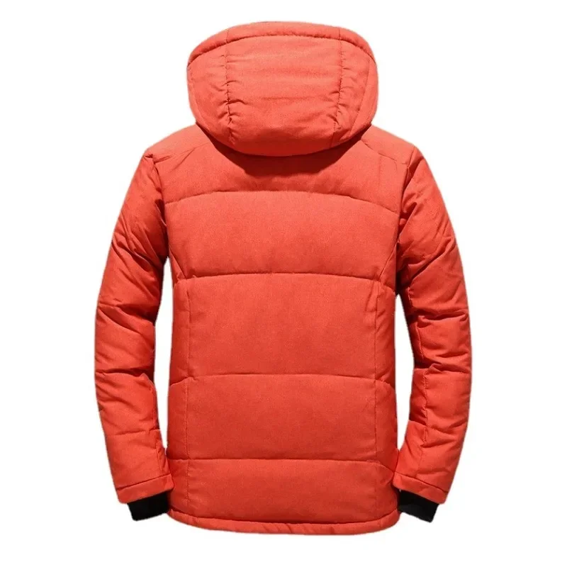 Jacket Men White Duck Winter Coat Windproof Warm Parkas Travel Camping Overcoat New in Thicken Solid Color Hooded Clothing 5XL