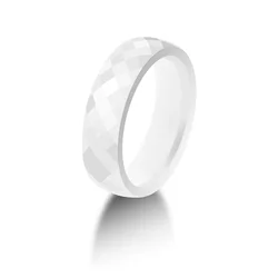 Hypoallergenic Men's Ceramic Ring - 6mm Comfort Fit Band in Multicolor Options, Elegant Fashion Jewelry Gift - 8 (White)