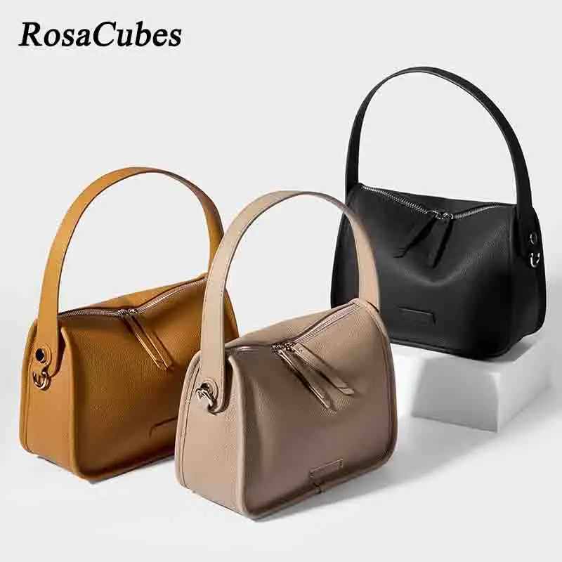 

2023 Casual Designer Women Shoulder Bag Top Layer Cow Leather Underarm Handbag Large Capacity Female Crossbody Bag Grey