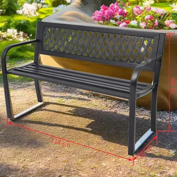 46.5" Black Steel Patio Bench 1