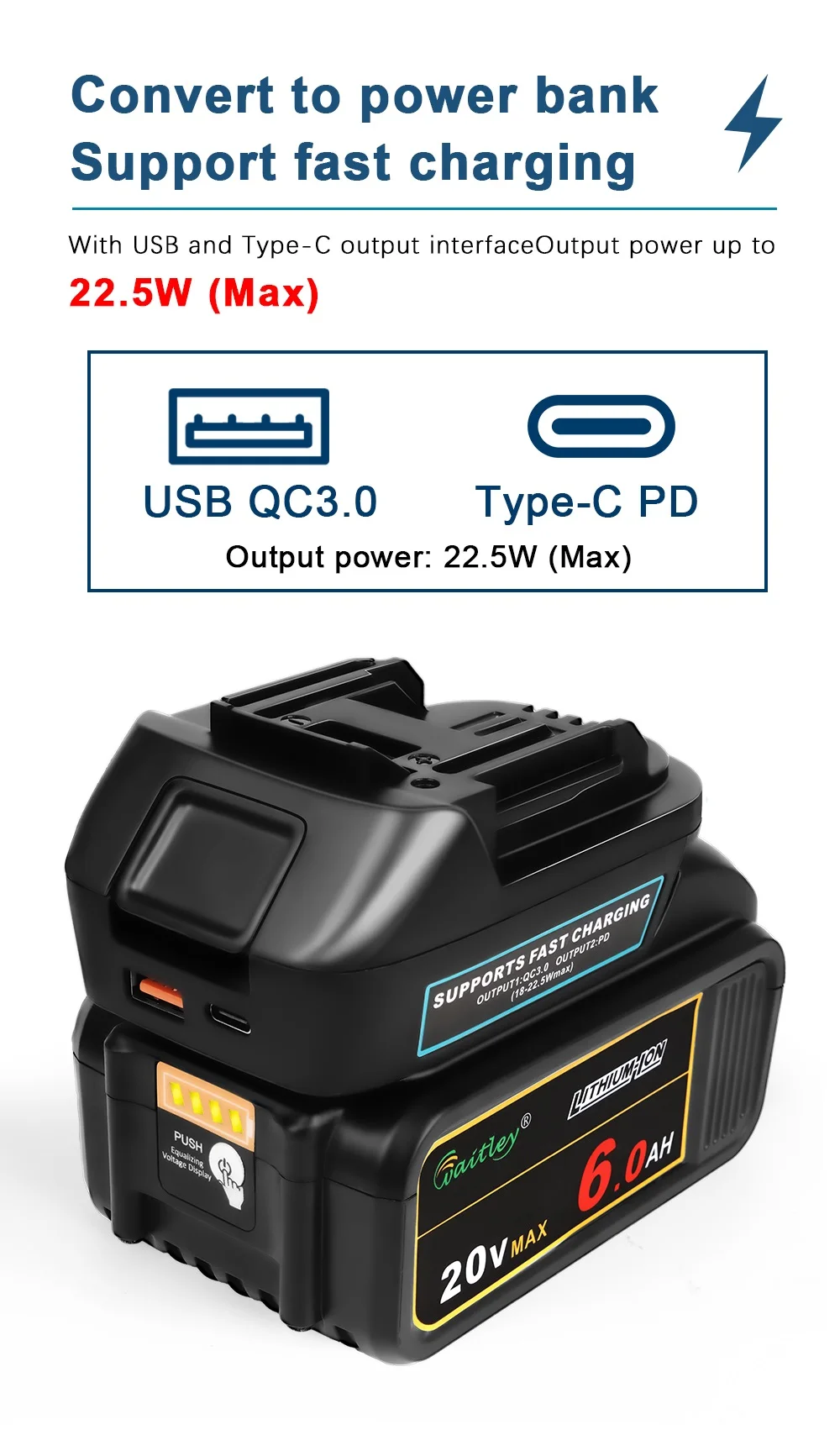 Battery Adapter for DEWALT or Milwaukee conversion to Makita Batteries MAKITA Po