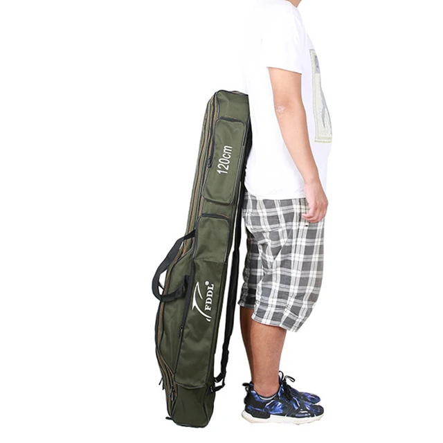 Canvas Foldable Fishing Rod Case Double-layer Fishing Rod Carrier
