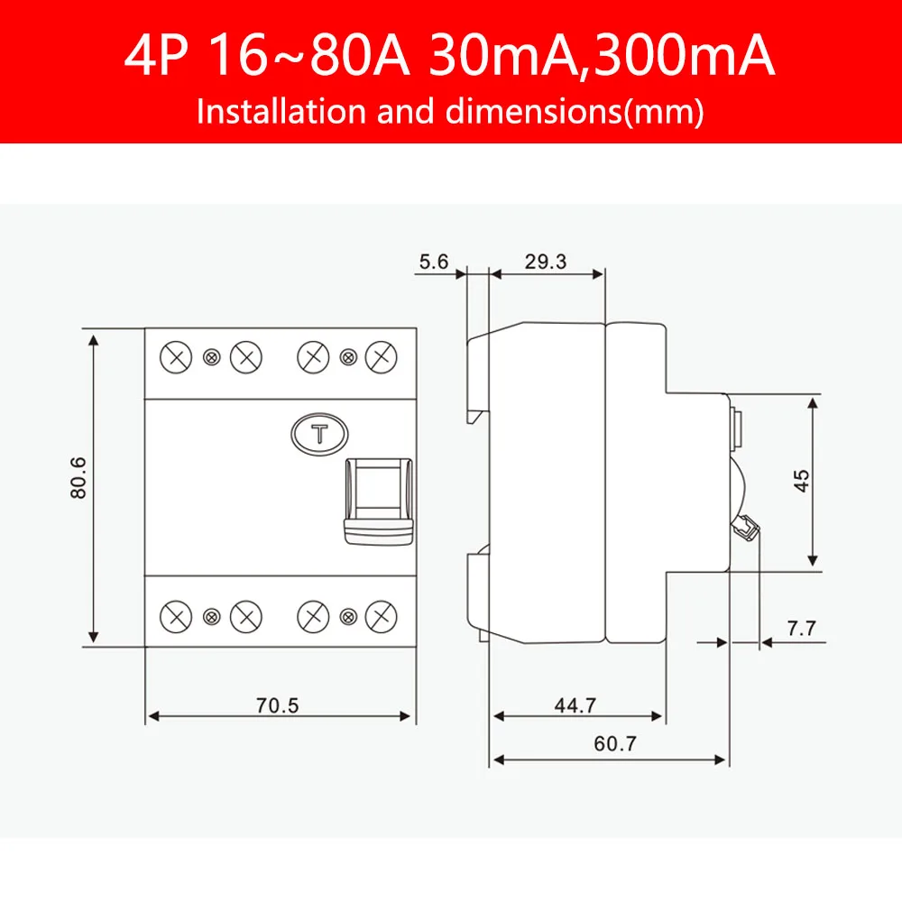 Circuit Breaker RCCB RCD AC RCBO DPNL Residual Current Short Current Leakage Protection 16A 20A 32A 40A 50A