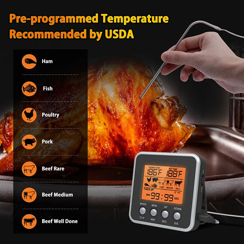 Digital Chef Thermometer Wireless Meat Thermometer Remote Instant Read BBQ  Cooking Food Thermometer for Kitchen Oven Grill - AliExpress