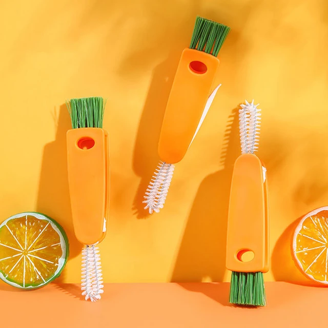 Cute Three-in-One Carrot Cup Lid Cleaning Brush Household Kitchen  Multifunctional Folding Mini All-round Creative Cleaning Brush - AliExpress