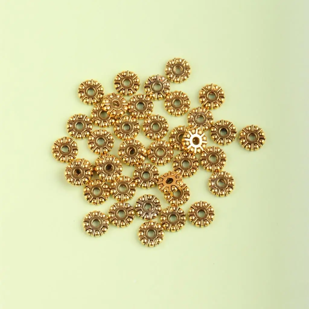 

20 pcs 9mm gold round handcrafted sunflower necklace earrings accessories