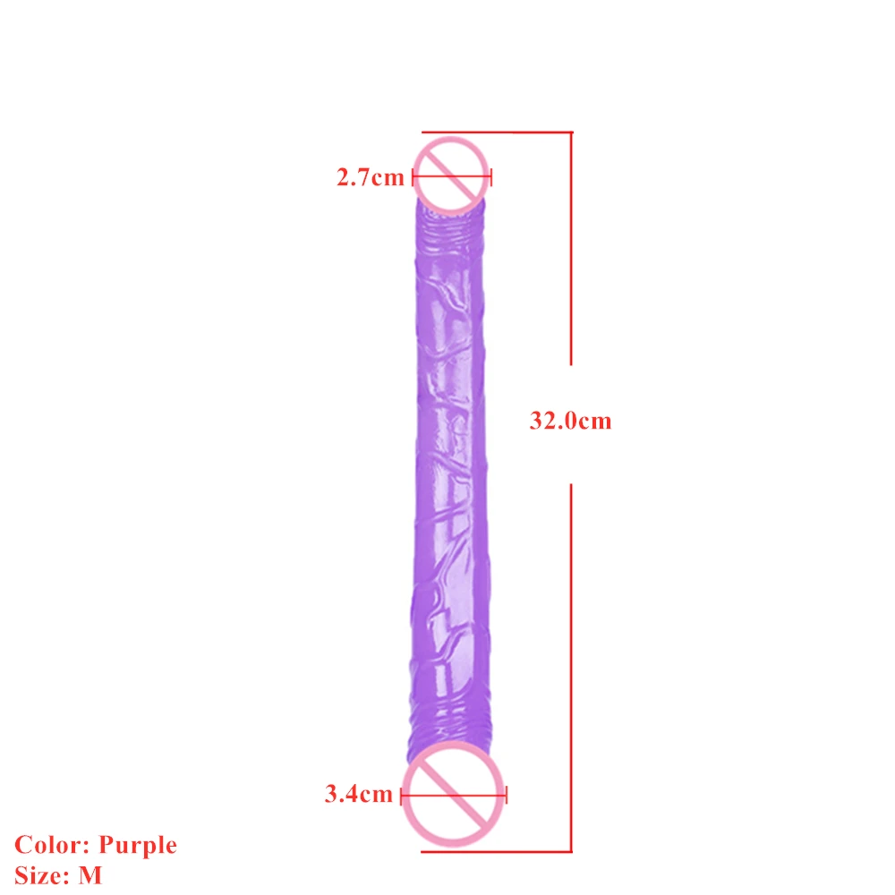 Long Dildos 370mm Flexible Soft Jelly Vagina and Anal Women Gay Lesbian Double Ended Dong Sex Toys Erotic Adult Products