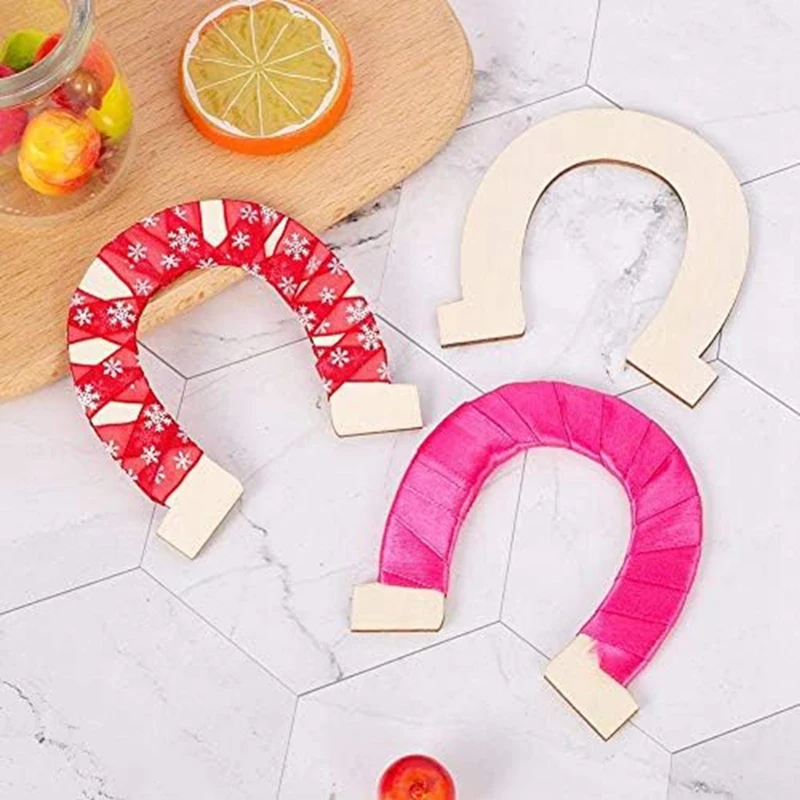 48 PCS Horseshoe Unfinished Wood Cutouts As Shown Wooden For DIY Craft, Party,Wedding And Birthday