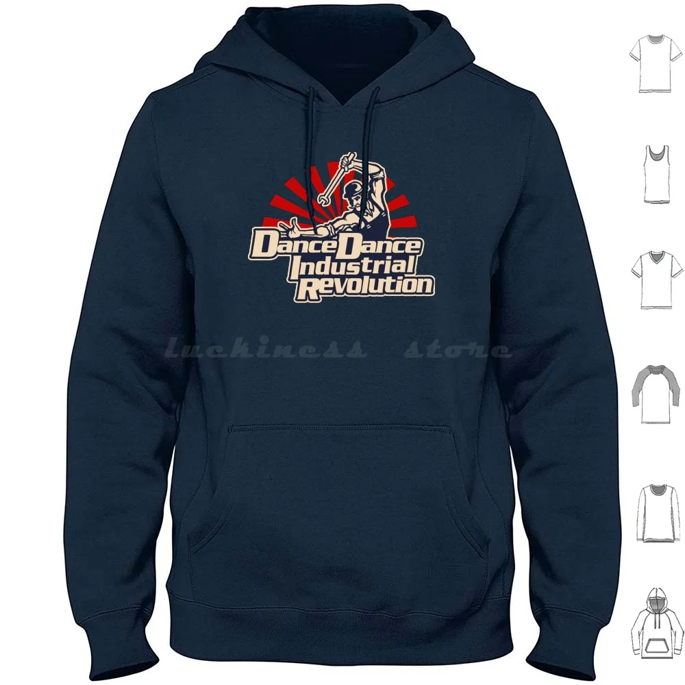 Dance Dance Industrial Revolution Felpa Con Cappuccio In Cotone A Maniche Lunghe Ddr Dance Dance Revolution Videogioco Joke Nerdist Felicia Day