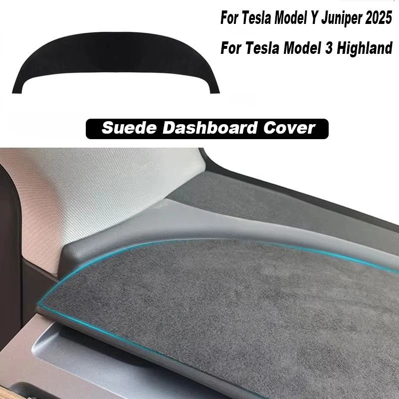 Para Tesla Model Y Juniper 2025 Model 3/Y cubierta de tablero almohadilla de gamuza Protector de sombrilla Anti-UV alfombrilla de tablero almohadillas antideslizantes Accesorios