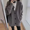 100% Pure Wool Knit Japanese Cardigan Women's 24 Autumn/Winter Korean Jacket Mid Length Coat Loose Large Cashmere Sweater Female 3