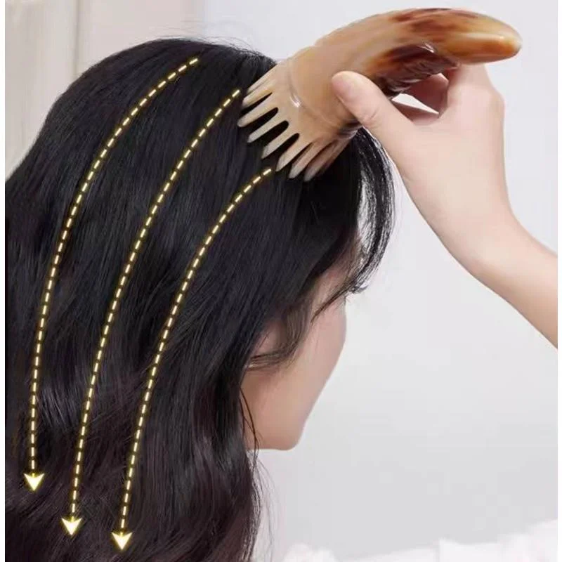 Handmade Natural Yak Horn Massage Comb Scalp Scraping Meridian Massage Anti-Static Hair Comb for Neck Head Body SAP Relaxation 5