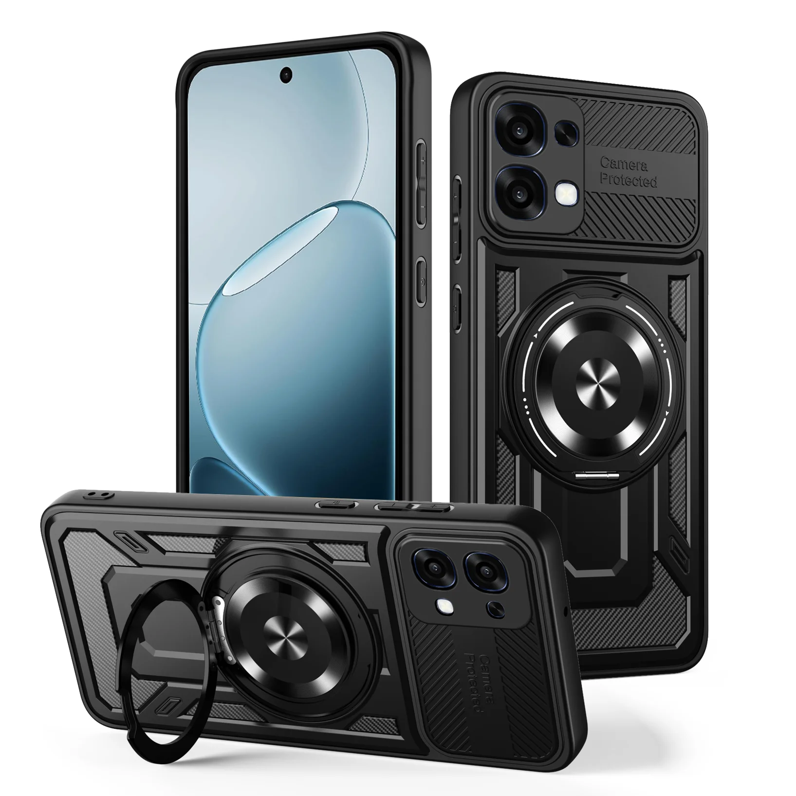 Magnetic Shockproof Ring Holder Case with Magsafe Wireless Charging Compatibility