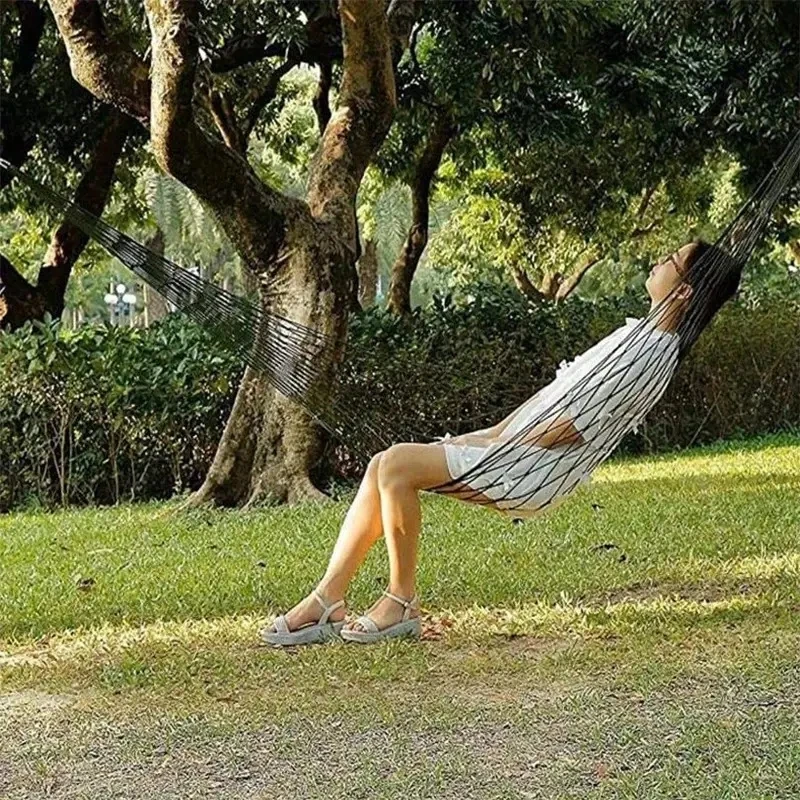 Single Nylon Net Hammock for Travel Camping Garden camping hammock