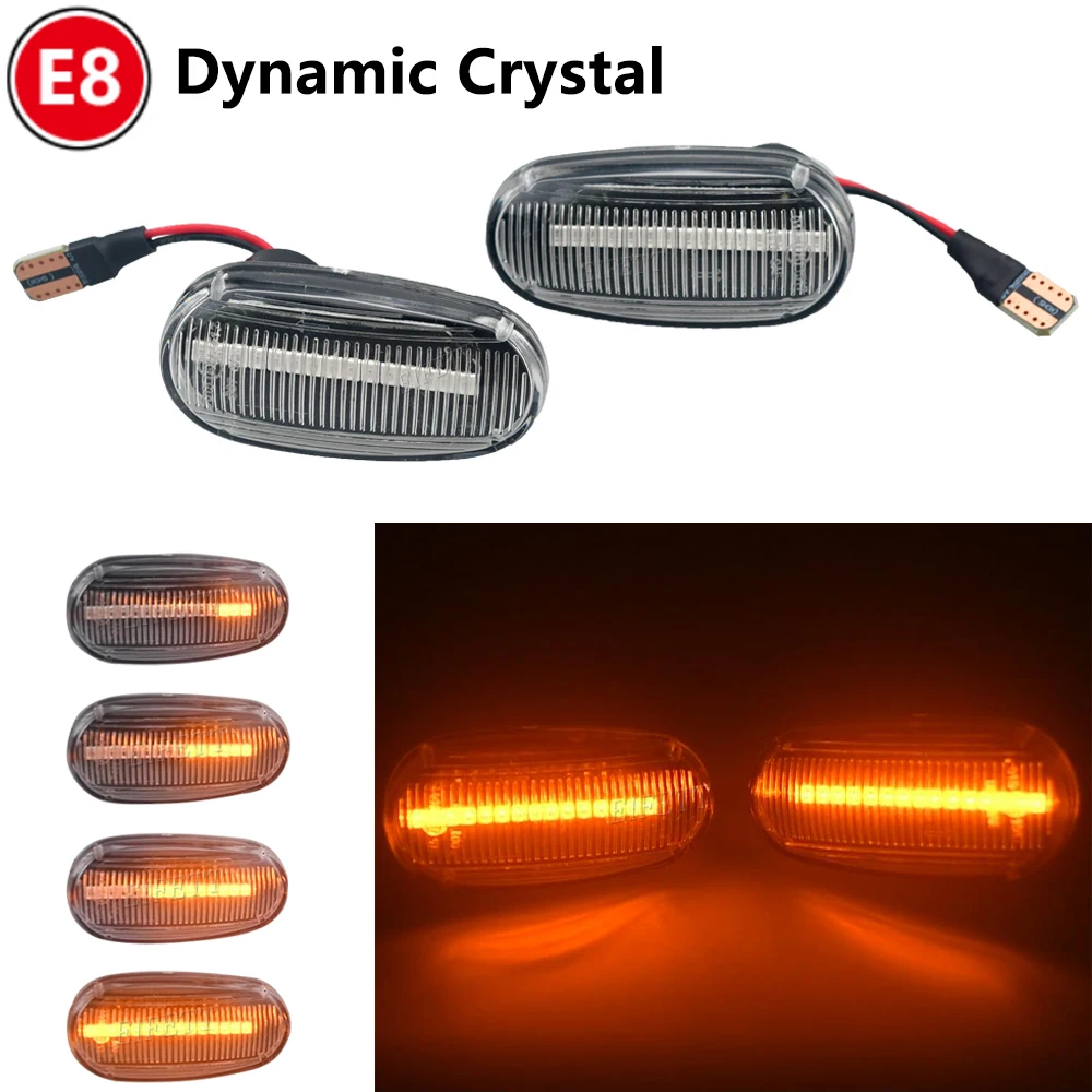 Hacreyatu 2 Pezzi Indicatori Di Direzione A LED Dinamici Per Alfa Romeo 147/GT/Mito E Fiat Bravo II (Trasparente/Affumicato, Luce Gialla)
