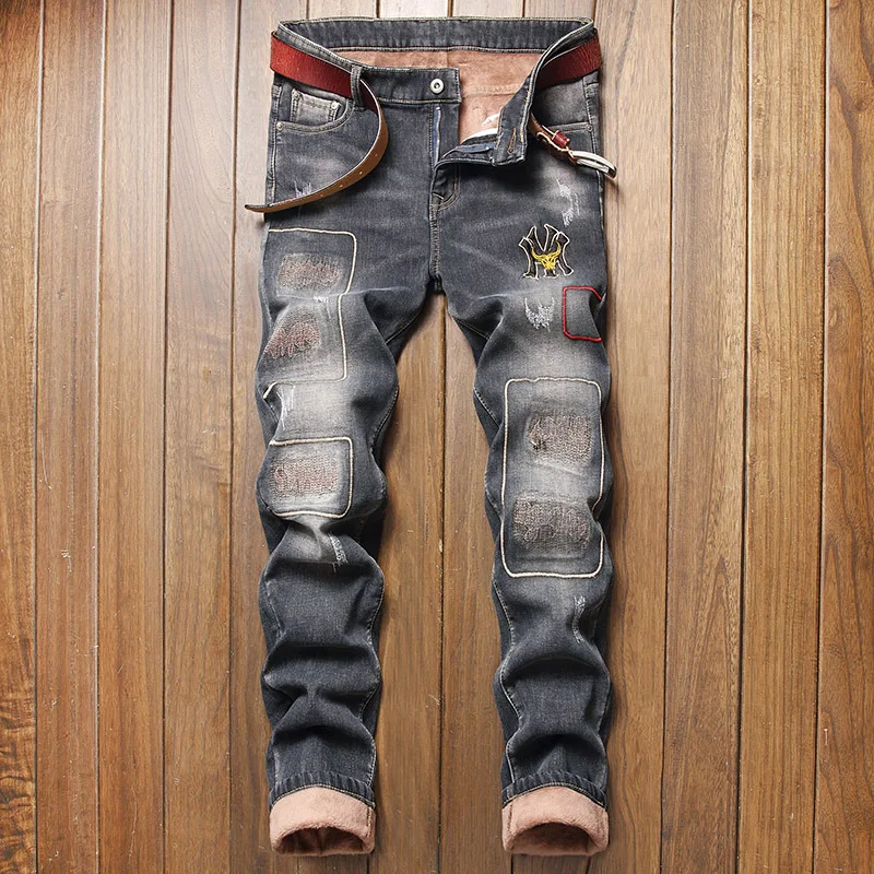 Men's 2022 new autumn/winter slim-fitting feet autumn, spring, autumn and winter denim trousers carpenter jeans