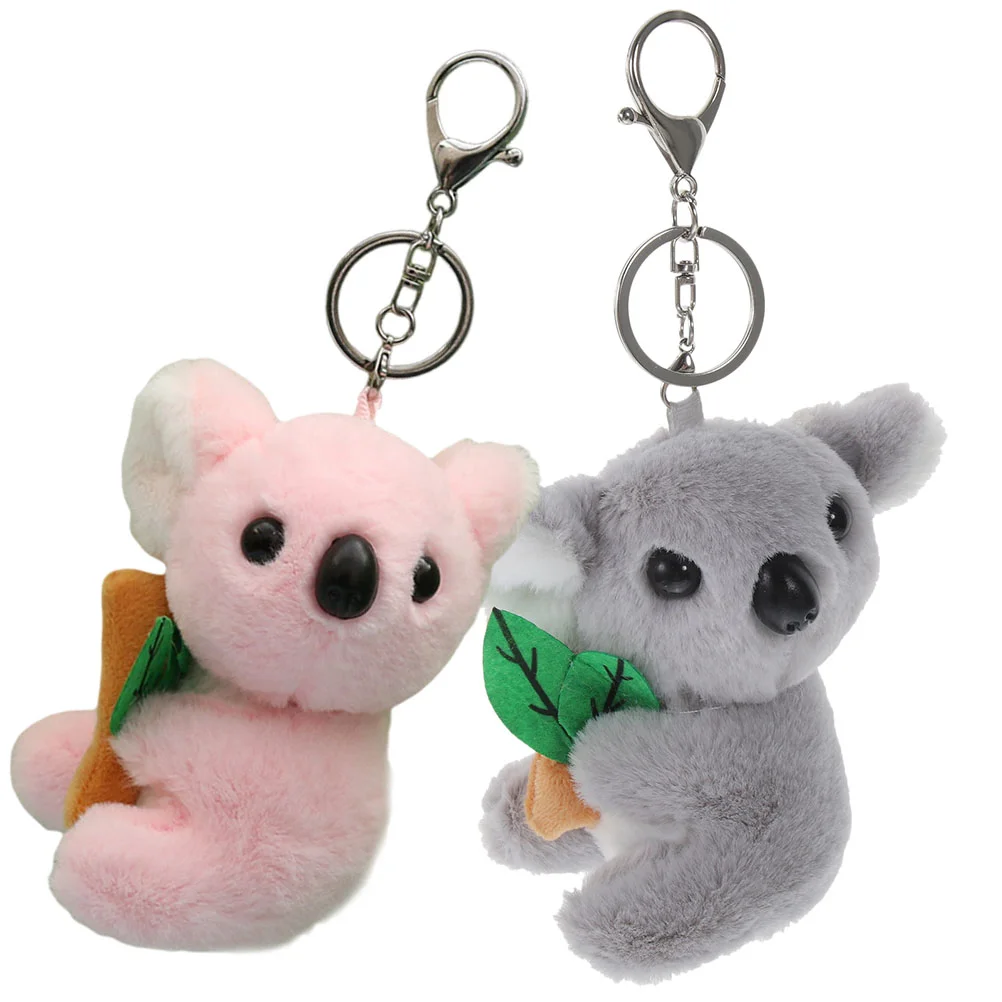 2 Pcs Animal Plush Koala Keychain Bag Pendant Party Gift 2pcs Zinc Alloy Cartoon Keyrings