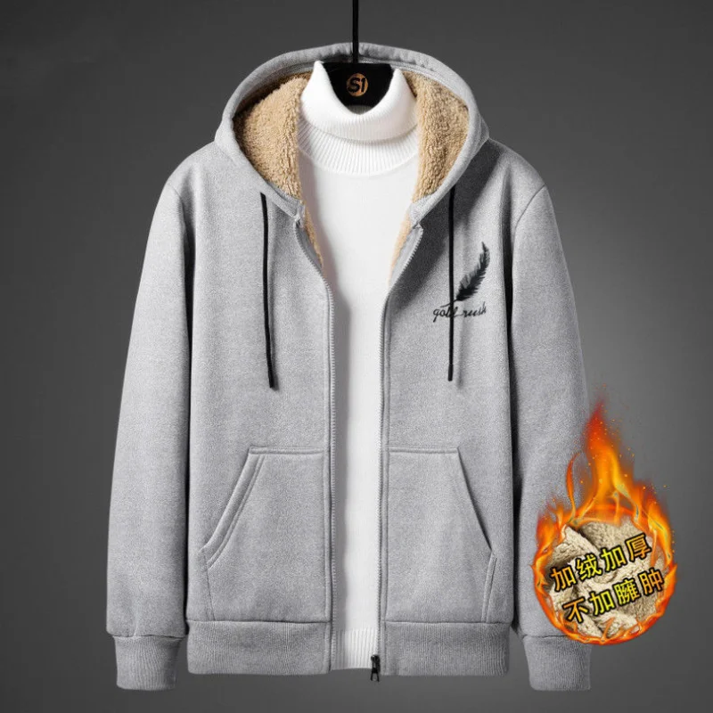 2023 New Men's Clothing Long Sleeve Hooded Lace Autumn Winter Casual Fashion Solid Color Zipper Printed All-match Tops