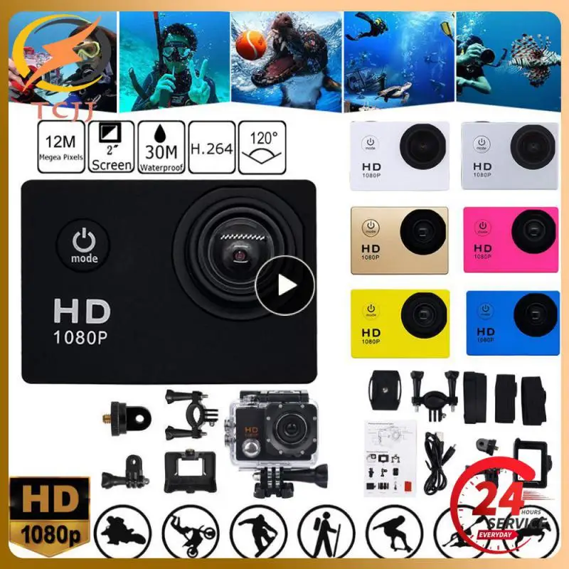 Videocamera Impermeabile Mini Dv Videocamera Per Sport All'Aria Aperta Videocamera Portatile 1080P Mini 1.5 Pollici Lcd 12Mp Fotocamera Videocamera