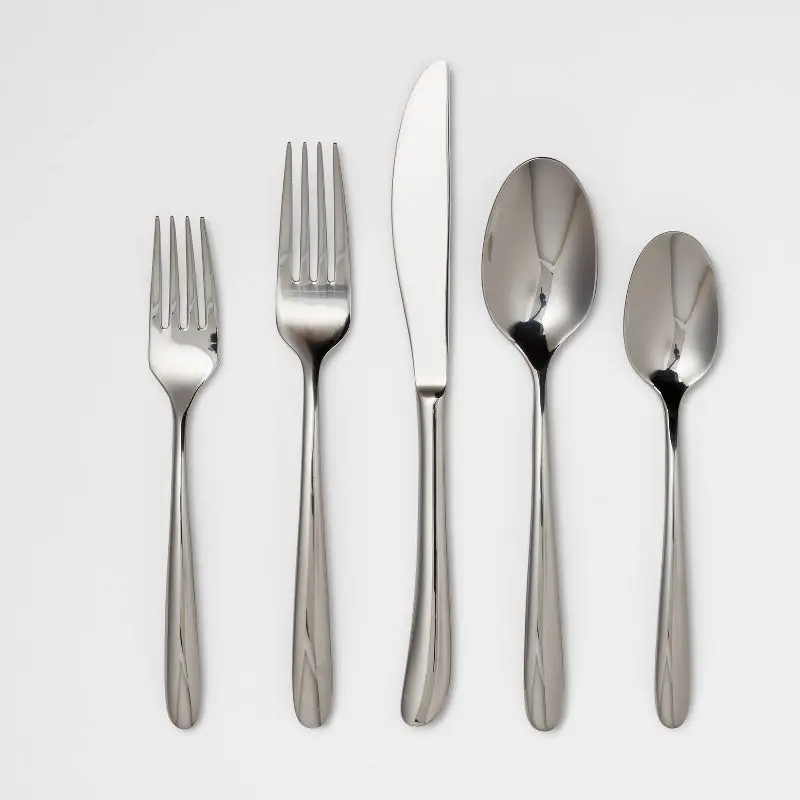 

Silver 20pc Flatware Set: Knife, Fork, and Spoon Set for Four