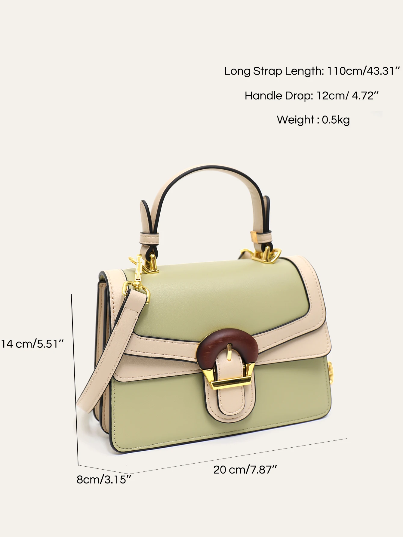 CEZIRA Contrast Color Top-handle Bag PU Leather French Style Women Flap Purse Square Multi Pockets Cross Body Shoulder Handbag