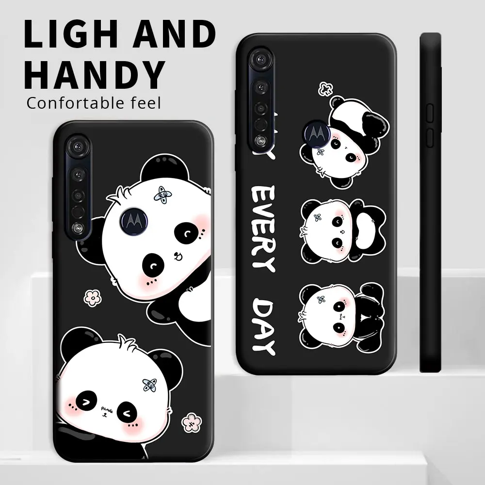 Cartoon Panda Shockproof Silicone Soft Phone Case for Motorola Moto G8 Series