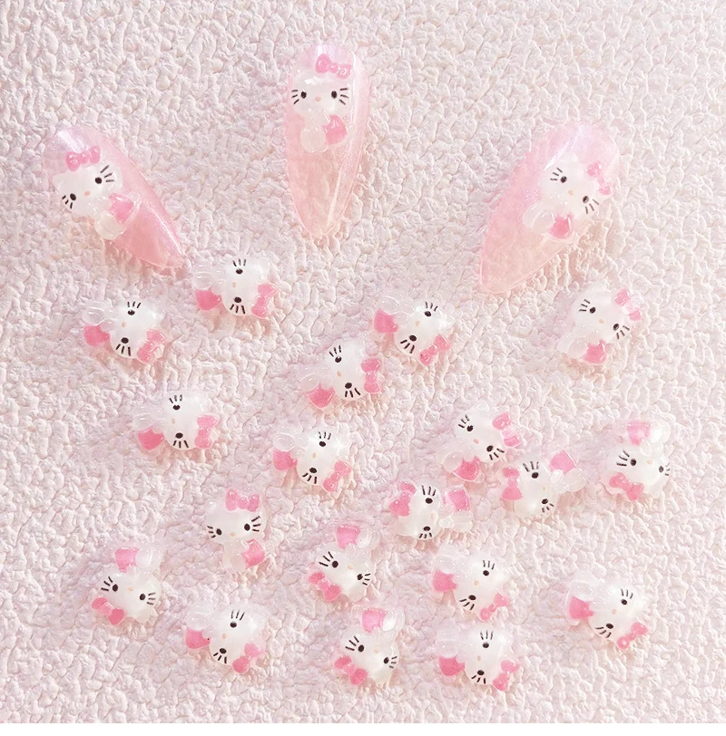 140pcs Sanrio Nail Charms 3d Slime Resin Flatbacks Hello Kitty