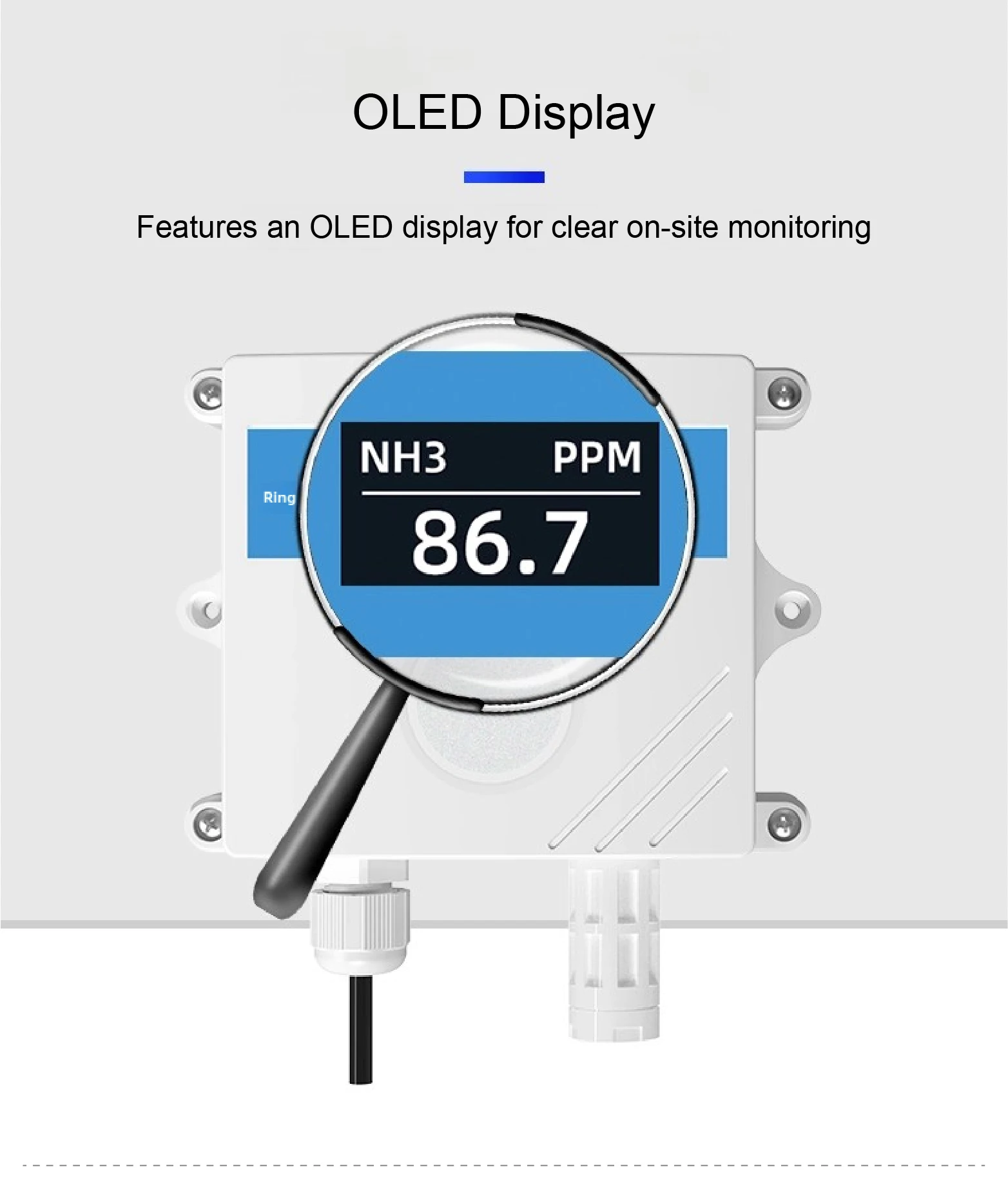 High Sensitivity Ammonia Gas Detector NH3 Sensor Wall Mounted 4-20mA RS485 Outpu