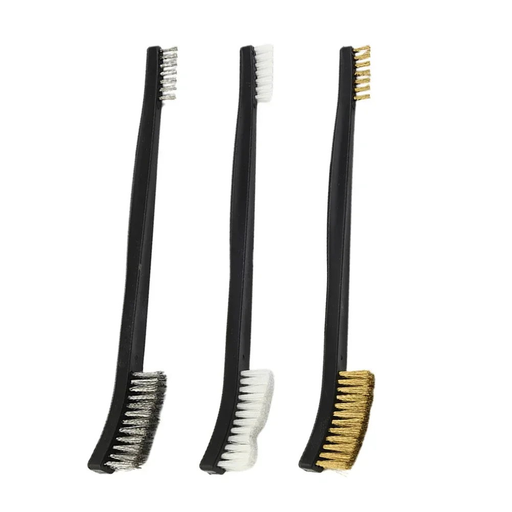 1pc Double Head Wire Brush Set Steel Brass Nylon Cleaning Polishing Metal Rust For Light Metal Spark Plugs Battery Cleaning cleaning brush wire brush stainless steel wire brush wire brush set cleaning brush set wire cleaning brush