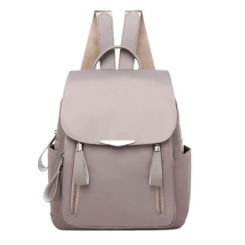 Korean Women Student Schoolbag Outdoor Waterproof Office Travel Outdoor Simple Oxford Zipper Anti-theft Nylon Backpack Bag