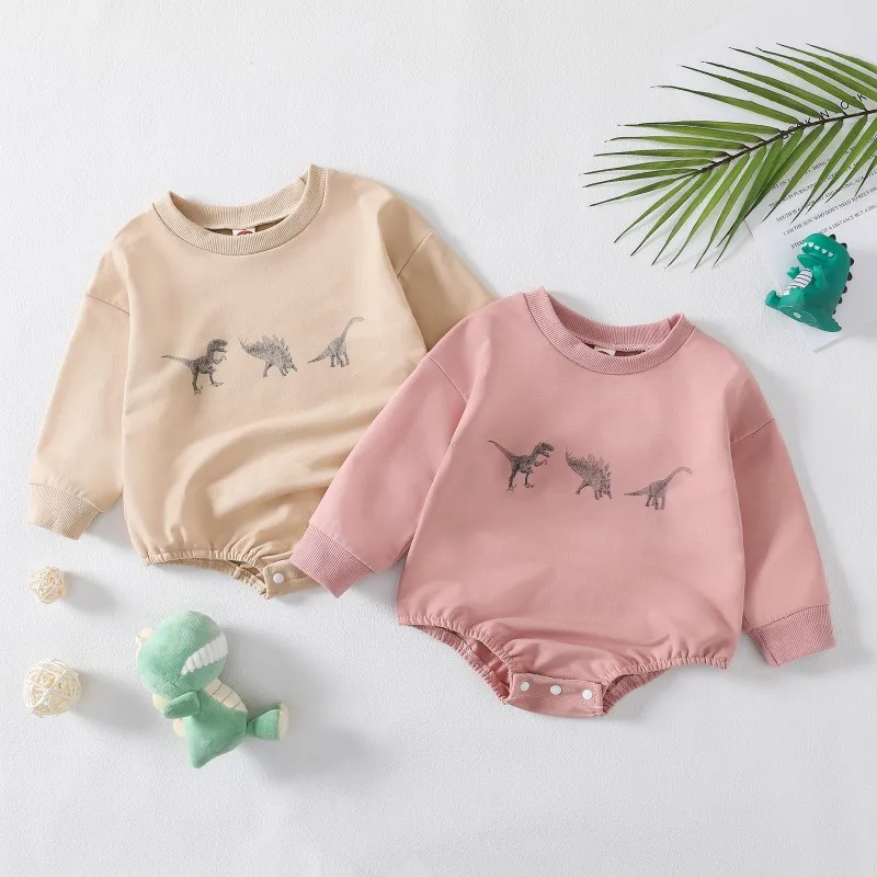 

Baywell Newborn Baby Romper Autumn Spring Long Sleeve Sweatshirts Romper Clothing Dinosaur Print Jumpsuits