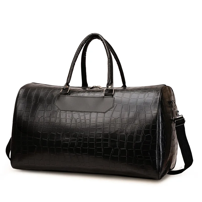 Fitness Gym Bag Python Pattern Travel Tote Handbag Casual PU Leather Male Luggage Duffle Shoulder Sports Business Bag For Men 5