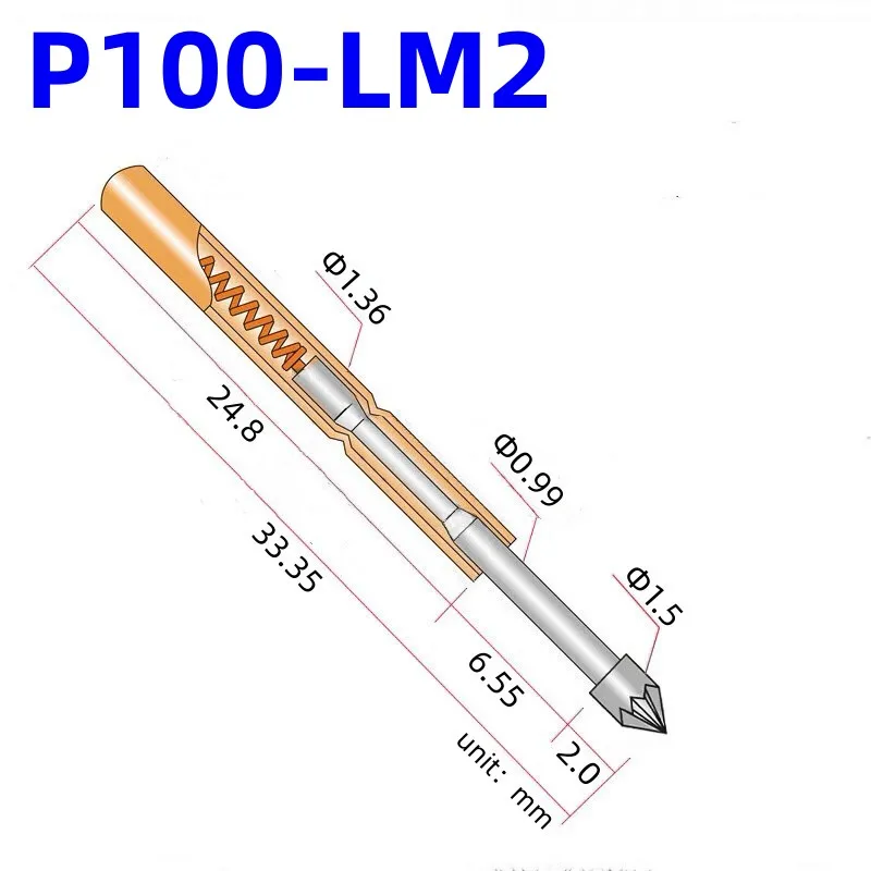 P100 Serie Nickel Überzogene Messing Feder Test Sonde Test Pin Pogo Pin Elektrische Erkennung Nadel PCB Test Werkzeug P100-B P100-B1 – Detail 25