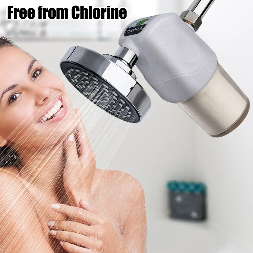 Shower Head Filter System Miniwell L700-W01-Remove Hard Water Chlorine Contaminants Hair and Skin Softener For Bathroom