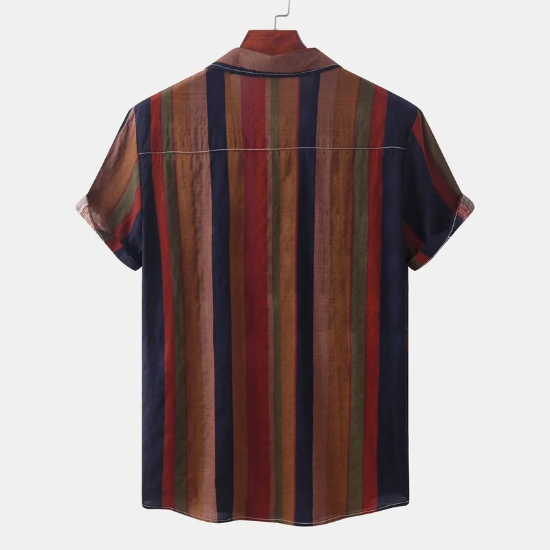Men Clothing Summer Men's Printed Short Sleeve Shirts Casual Vintage Lapel Buttons Camisas Para Hombre casual short sleeved shirt short sleeved shirt
