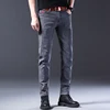 2024 Classic Men’s High Street Fashion Small Foot Skinny Jeans Stretch Soft Straight Leg Versatile Denim Trousers Gray Male 4