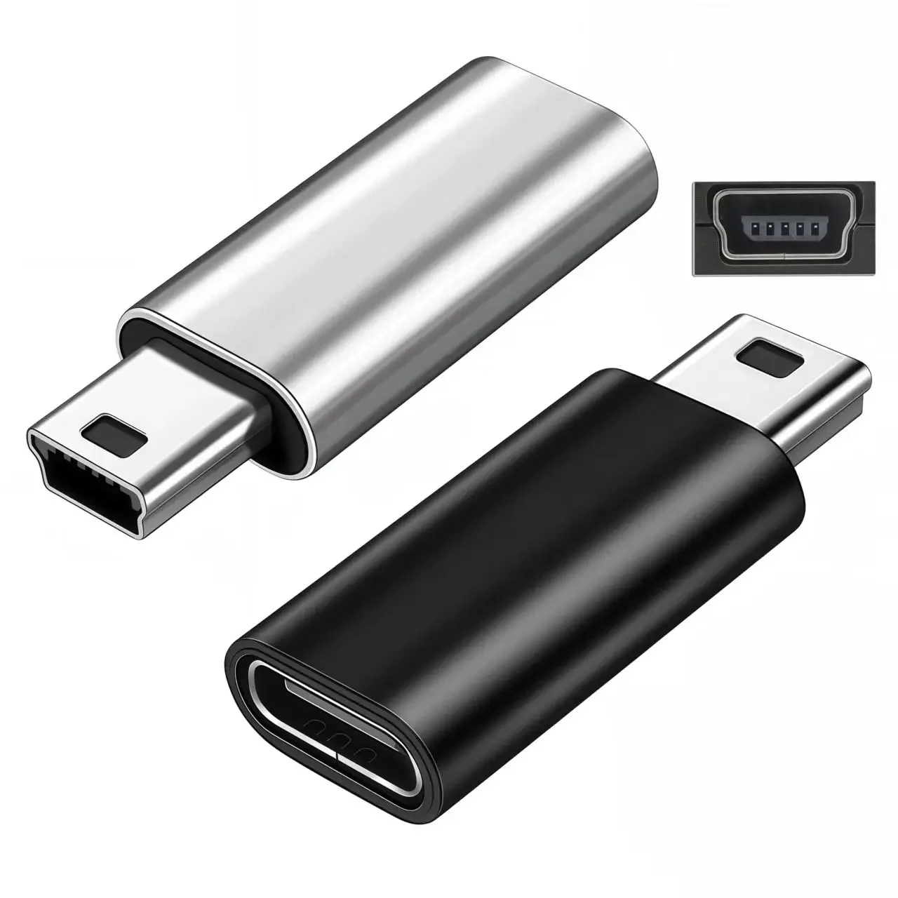 Compact USB-C to Mini USB Adapter - High-Speed 480Mbps Data Transfer & Charging Converter
