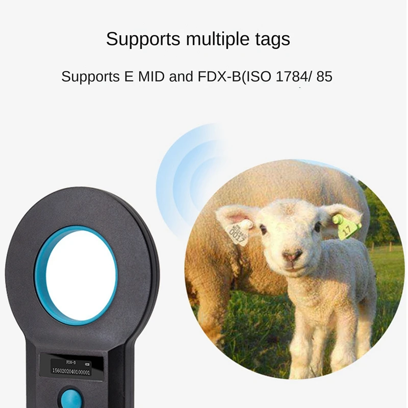 반려동물 마이크로칩 리더 RFID EMID 반려동물 칩 스캐너, 충전식 데이터 저장, 동물 태그 스캐너
