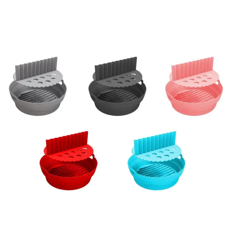 

Air Fryer Silicone Basket Reusable Food Grade Basket Mat Non-Stick Round Fried Pizza Tray Microwave Airfryer Kitchen Accessories
