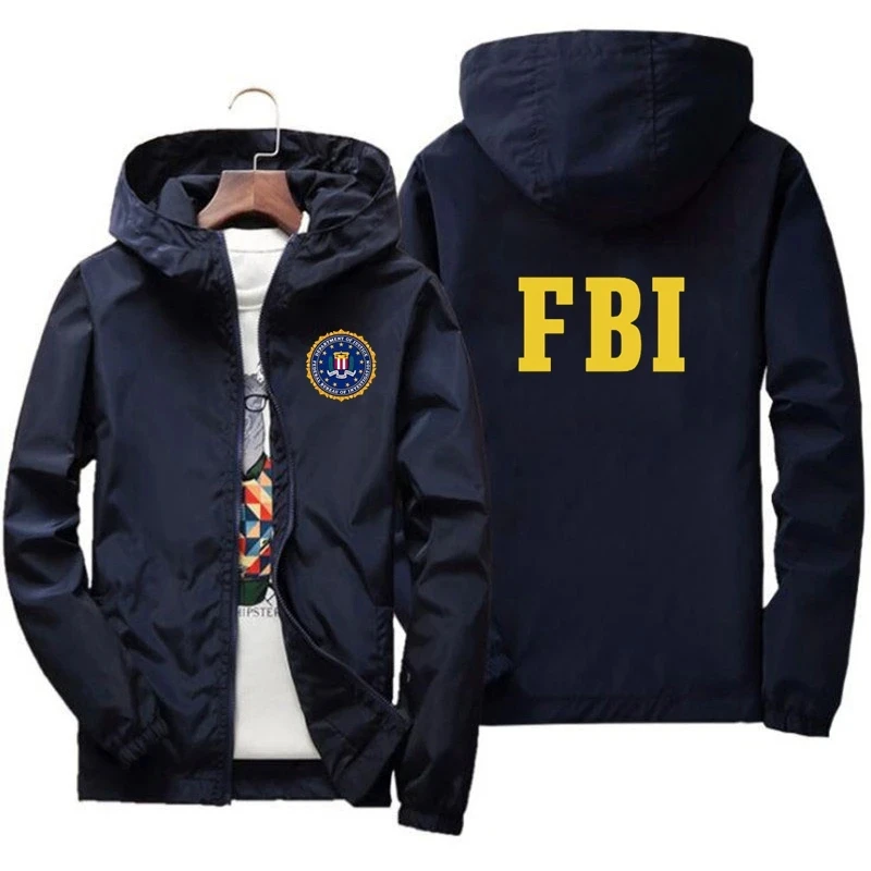 

High end atmospheric fashion men's and women's spring and autumn 2023 windproof and rainproof jacket FBI printed sports hip-hop